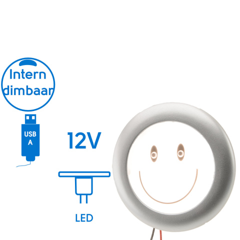 BBAtechniek artnr. 20195 - Dometic LED spot Smiley 5W + USB lader  5V 2A (1x)