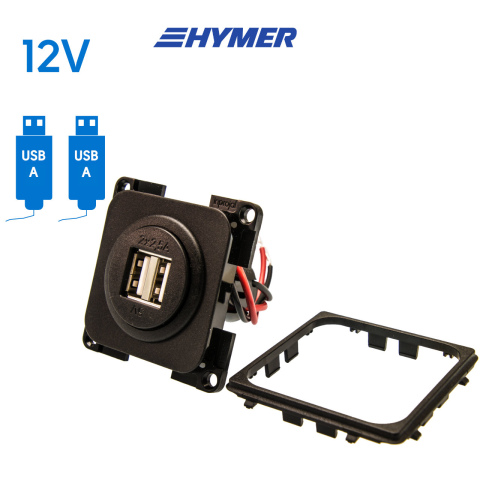 USB-A contactdoos 2x 2.5A zwart S20.000 (1x)