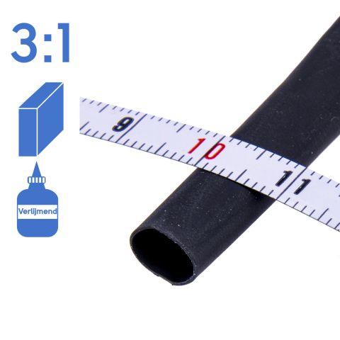 BBAtechniek artnr. 15532 - Krimpkous 6-2mm zwart 3:1 verlijmend (3.5m box)