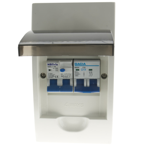 Zekeringkast 16A + dubbelpolige aardlek 30mA (1x)