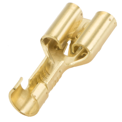 Vlakstekerhuls messing 6.3, 0.5-1.5mm² (100x)