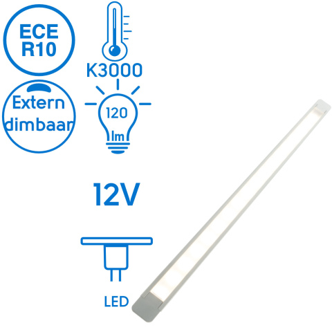 BBAtechniek artnr. 65535 - Aosta alu LEDstrip 360mm 12V 4.4W 3000K 120lm (1x)