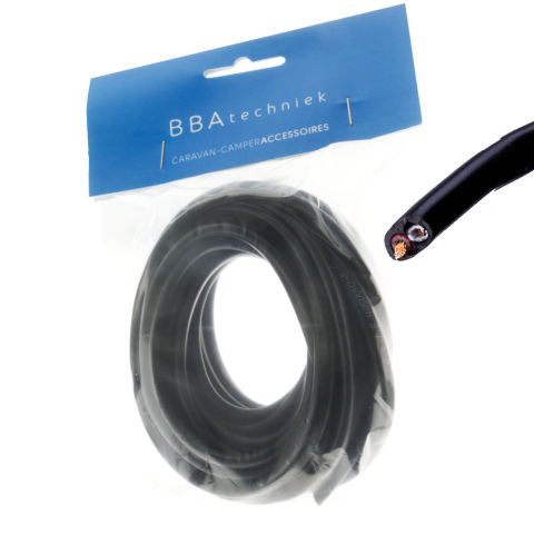 Kabel 2-aderig 2x1.5mm2 zwart-zwart/rood plat (5m)