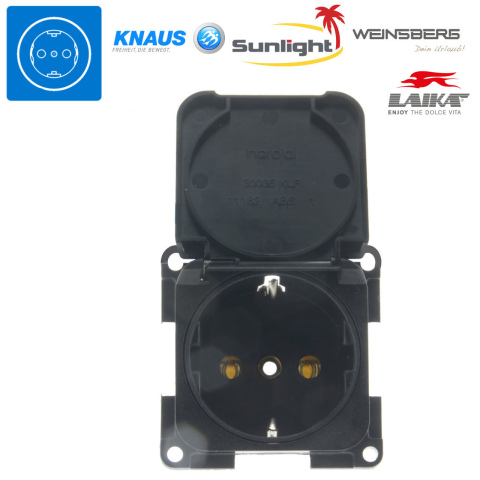 S 30.000 230V contactdoos Schuko zwart (1x)