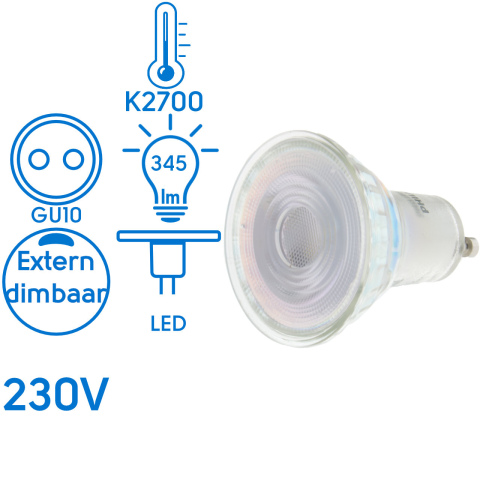 BBAtechniek artnr. 27033 - Philips CorePro 4W LED Gu10 extern dimbaar (1x)