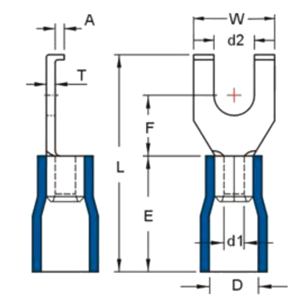 BBAtechniek - Kabelschoen vork M4 Ø4.3mm rood (100x)