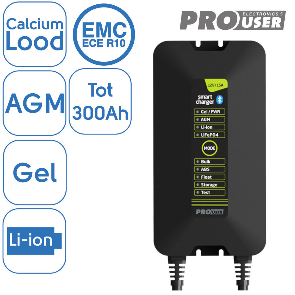 BBAtechniek - 12V 15Ah Pro-User intelligente acculader IBC15(1x)