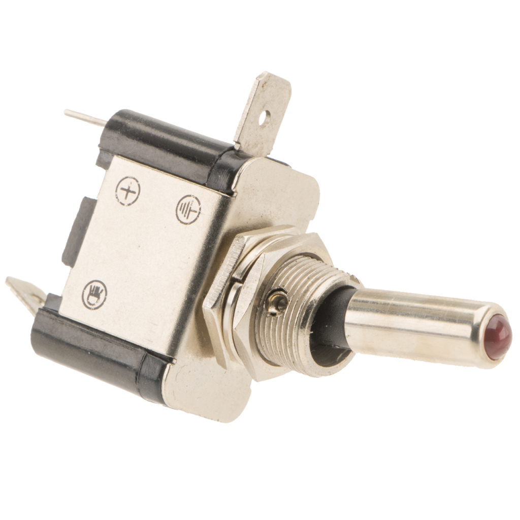 BBAtechniek - 12V 25A 2-polig On-Off tuimelschakelaar rood (1x)