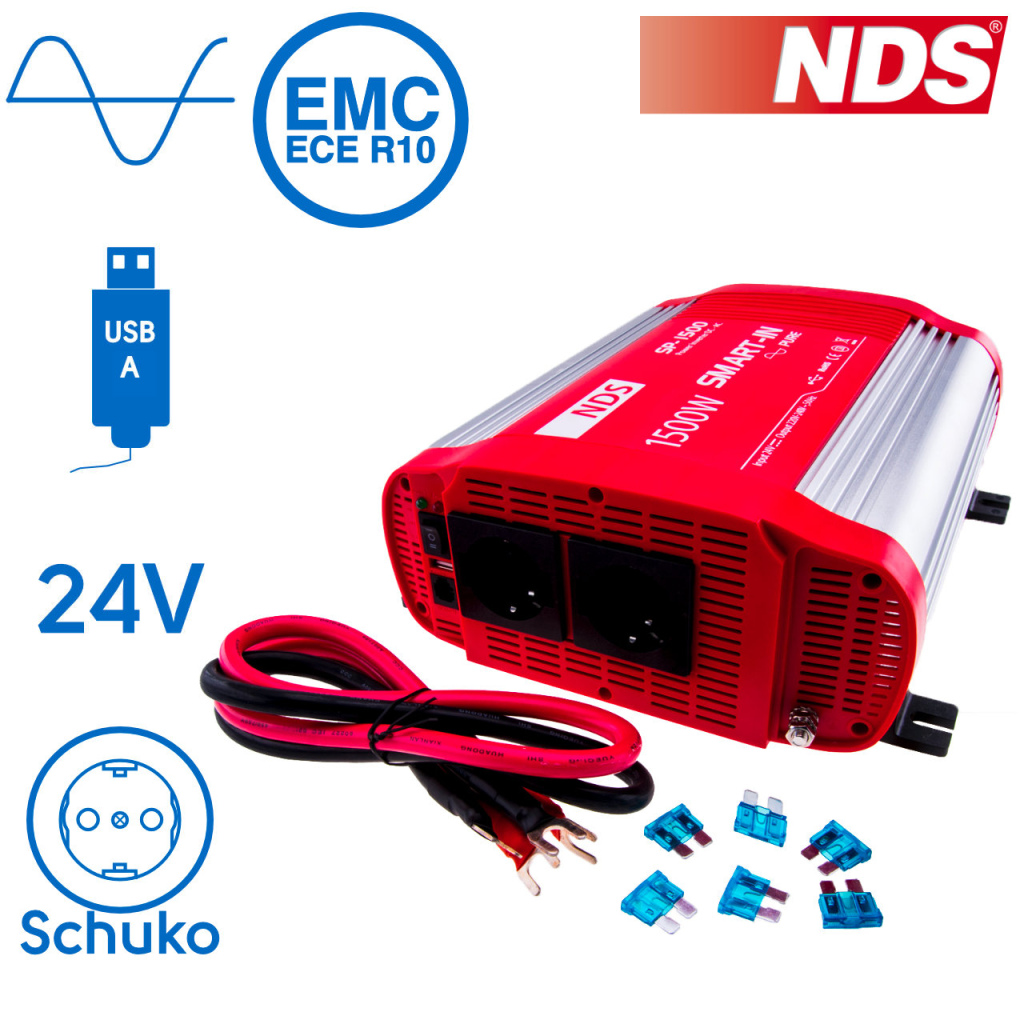 BBAtechniek - 24V 1500W NDS SP-1500 zuivere sinus inverter (1x)