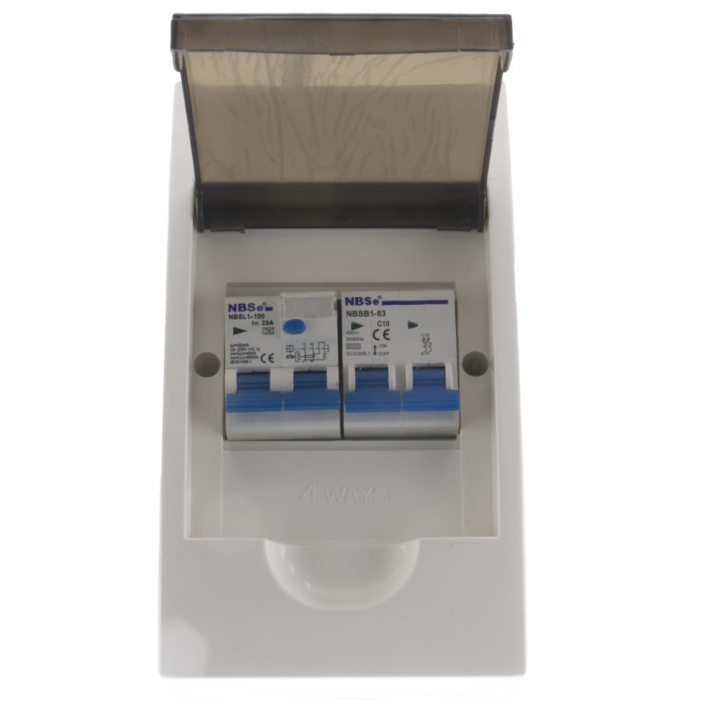 BBAtechniek - Zekeringkast 10A + dubbelpolige aardlek 30mA (1x)