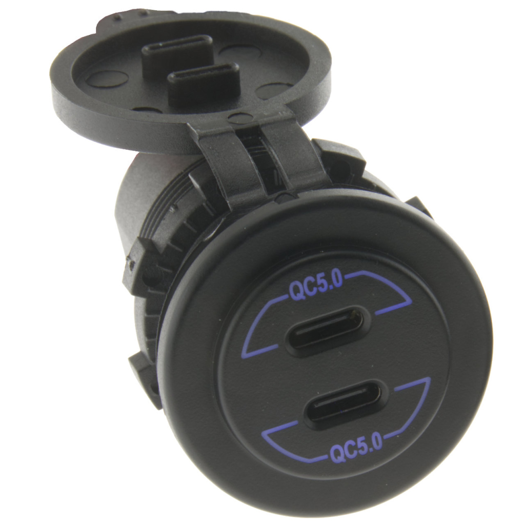 BBAtechniek - USB C-2x PD QC 5.0 LED inbouw (1x)