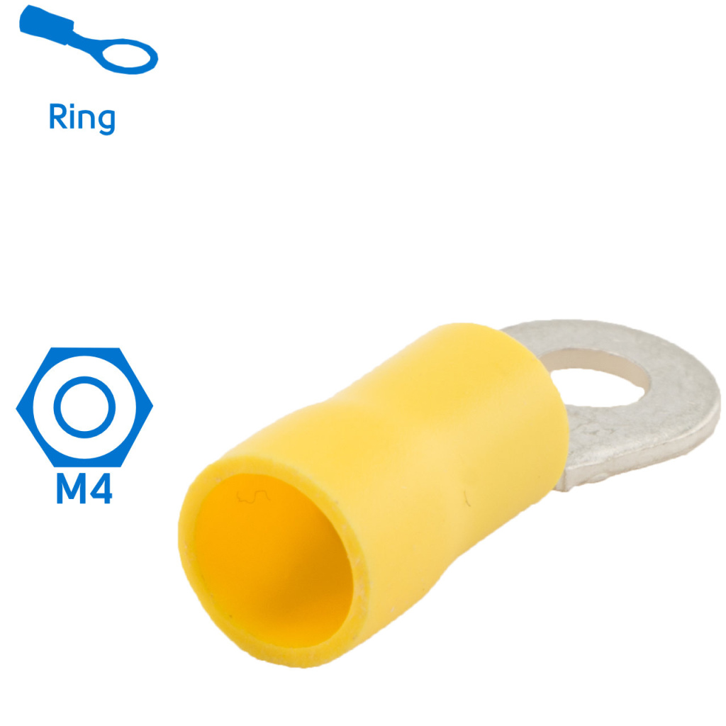 BBAtechniek - Kabelschoen ring M4 Ø4.3mm geel (100x)