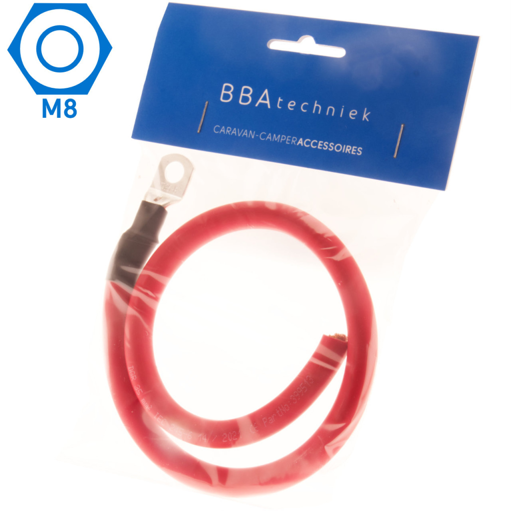 BBAtechniek - 35mm2 accu kabel flexibel rood M8 (0.5m)