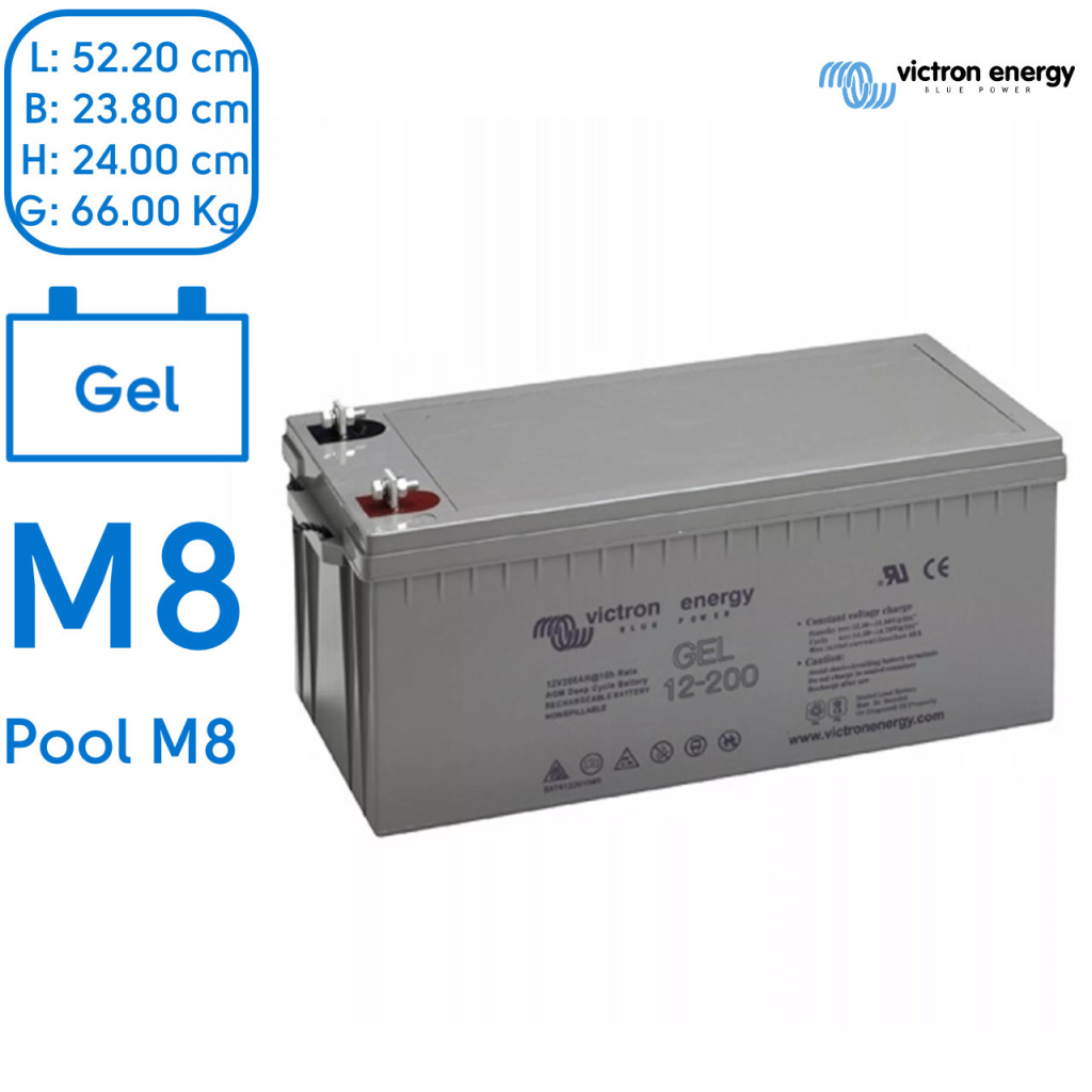 BBAtechniek - Victron Gel accu 12V 220Ah M8 (1x)