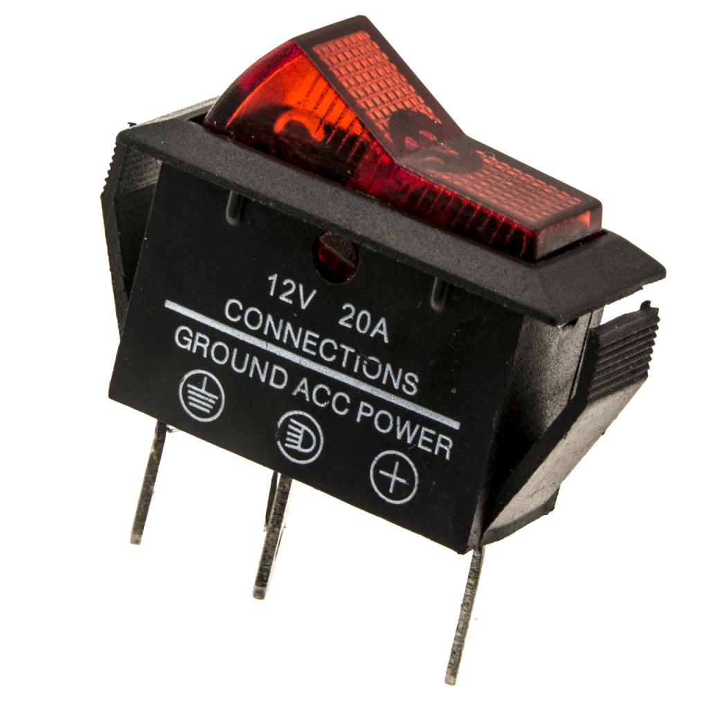 BBAtechniek - 12V 20A 3-polig On-Off schakelaar koelkast (1x)