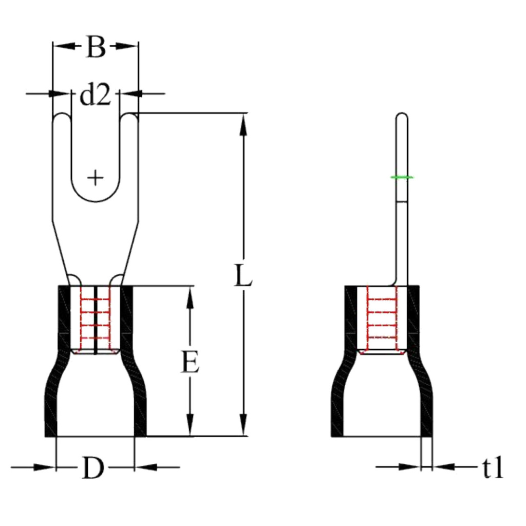 BBAtechniek - Kabelschoen vork Ø3.2mm rood (100x)