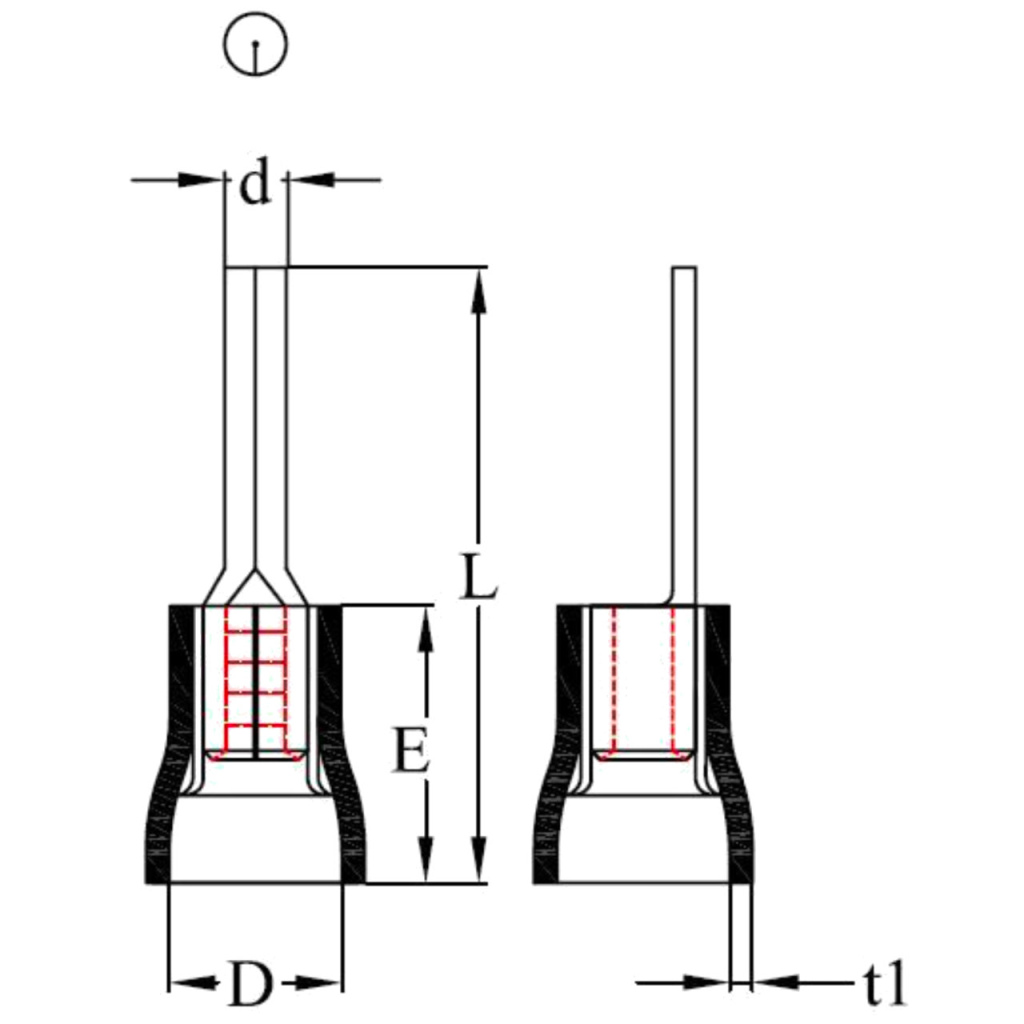 BBAtechniek - Kabelschoen pensteker Ø2mm rood 1.98cm (100x)