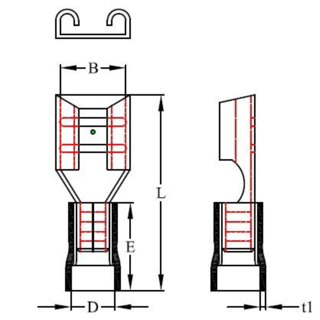 BBAtechniek - Vlakstekerhuls 6.3x0.8mm geel (100x)