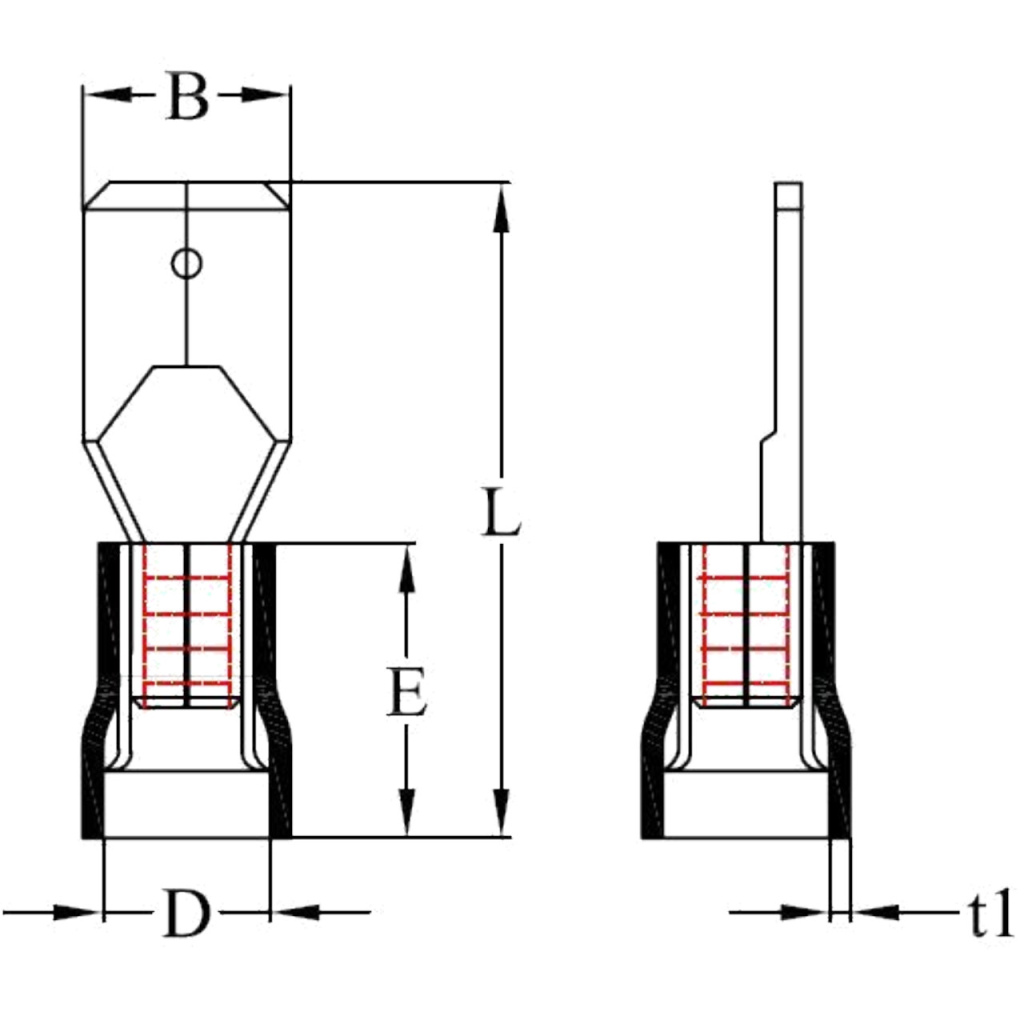 BBAtechniek - Vlaksteker 6.3mm geel (100x)