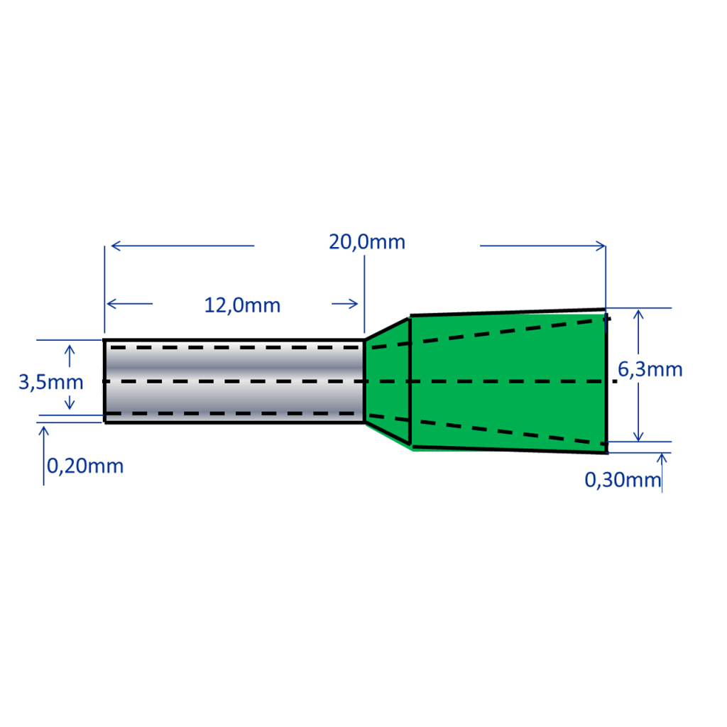 BBAtechniek - Adereindhuls ‘T’ French 6.0mm² groen (25x)