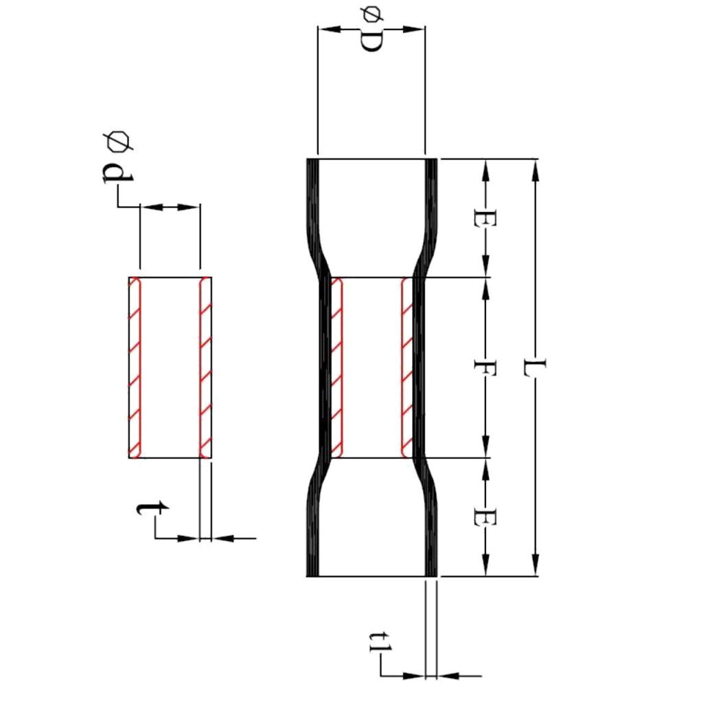 BBAtechniek - Doorverbinder Ø4.5mm krimpkous rood (100x)