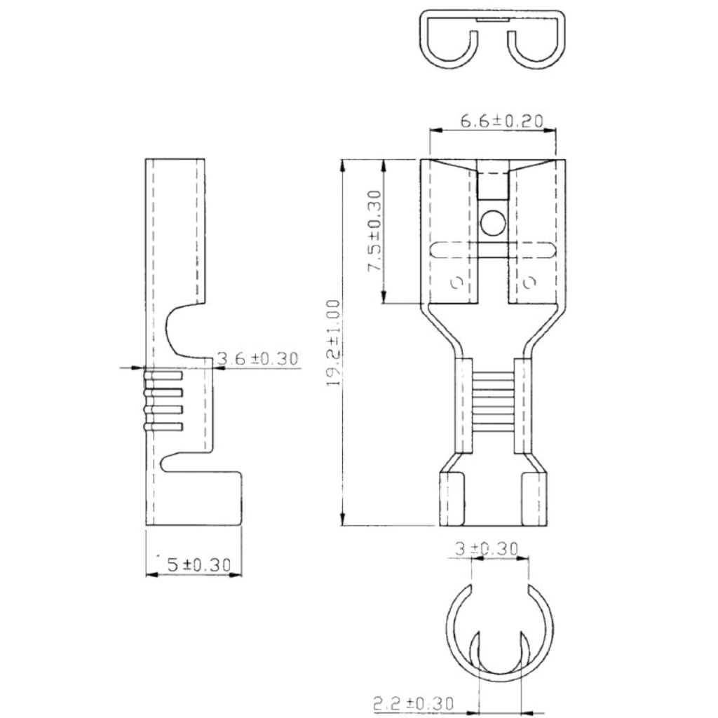 BBAtechniek - Vlakstekerhuls messing 6.3, 1.5 -2.5mm² (100x)