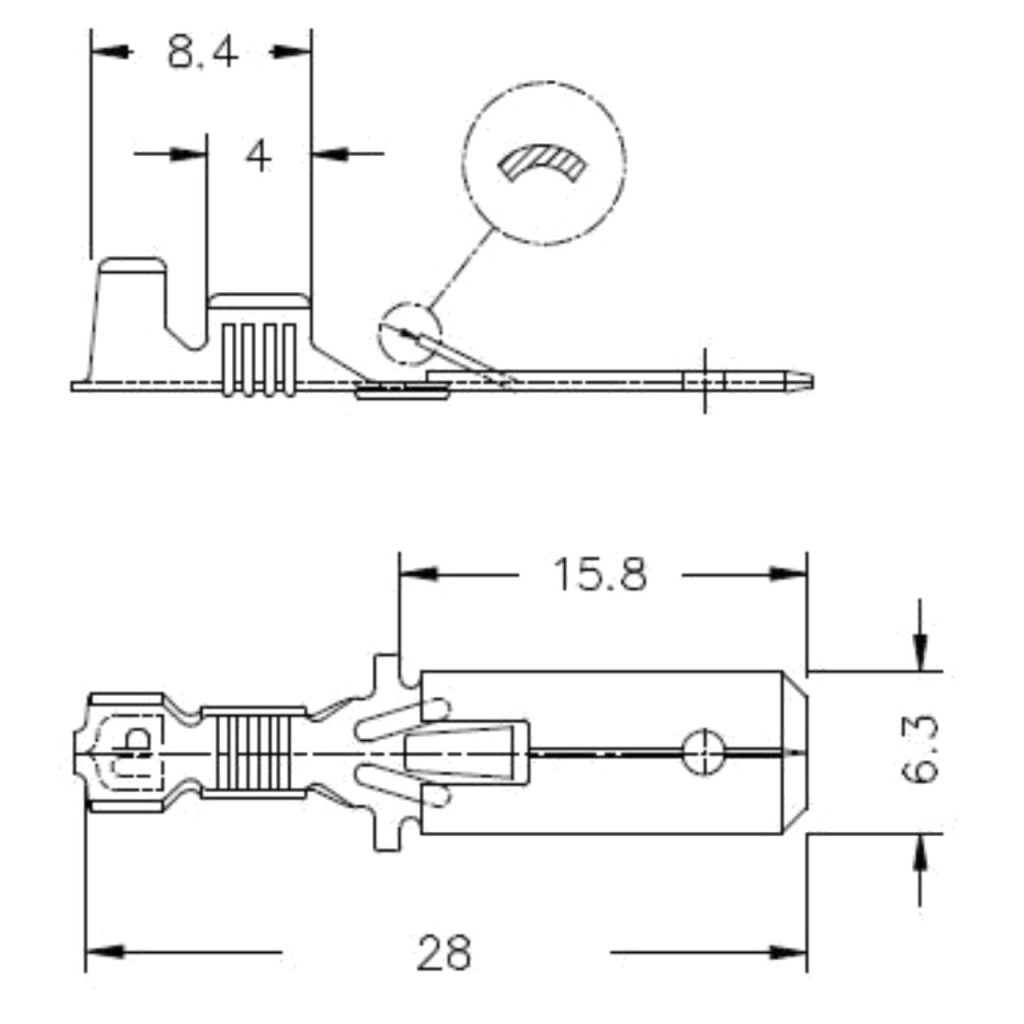 BBAtechniek - Vlaksteker vertind 6.3, 0.5 -1.5mm²  (100x)