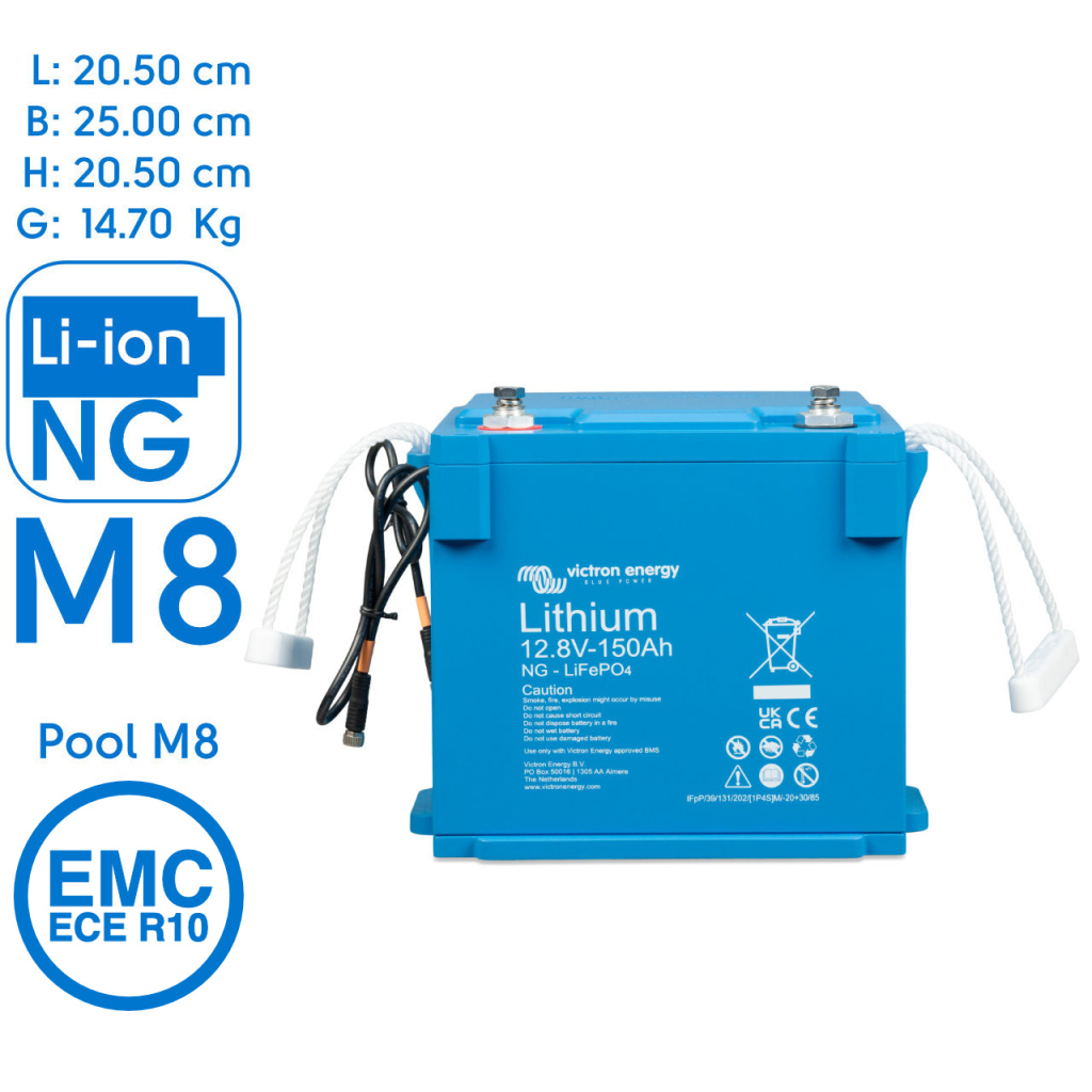 BBAtechniek - LiFePO4 accu 12.8V 150Ah NG M8 (1x)