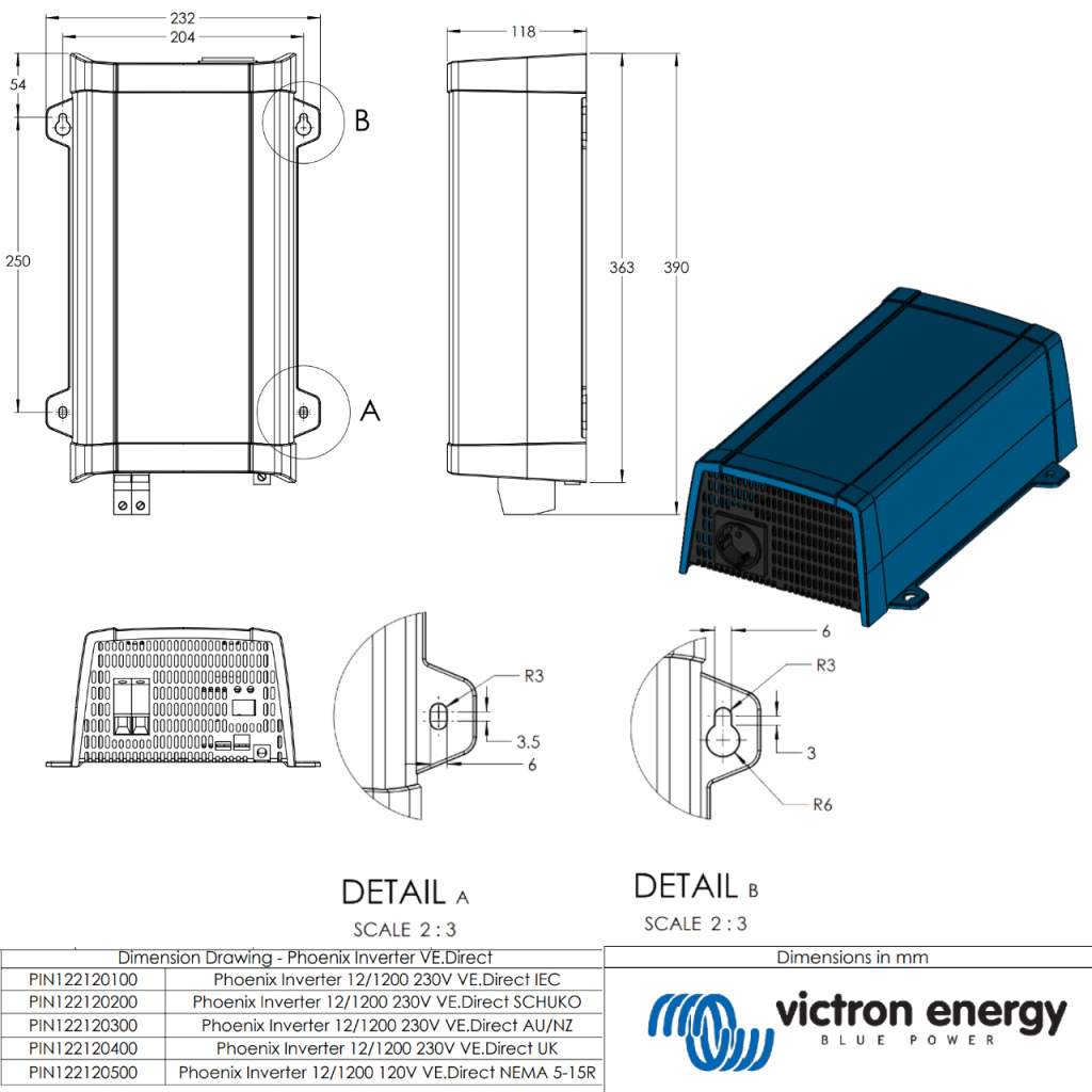 BBAtechniek - Victron Phoenix VE.Direct omvormer 12/1200(1x)