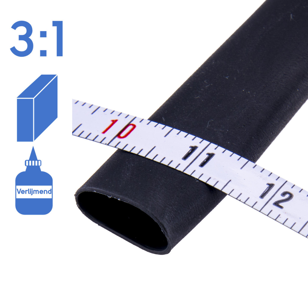 BBAtechniek - Krimpkous 9.0-3.0mm zwart 3:1 verlijmend (3m box)