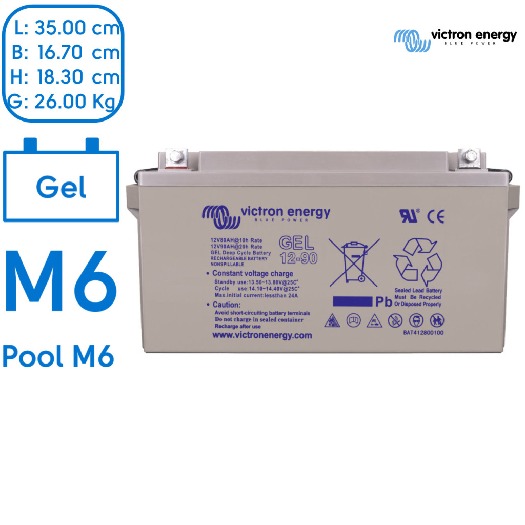 BBAtechniek - Victron Gel accu 12V 90Ah M6 (1x)