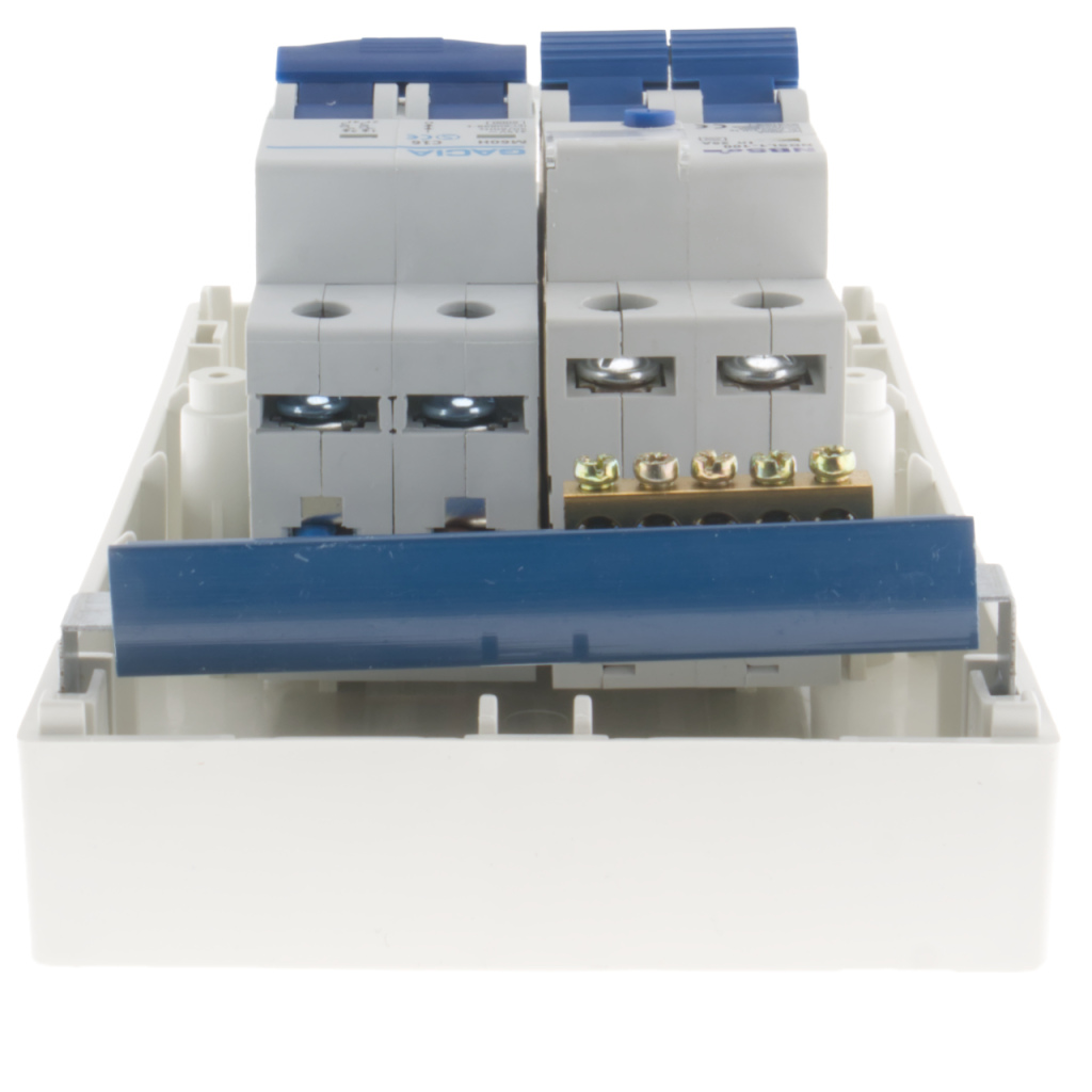 BBAtechniek - Zekeringkast 16A + dubbelpolige aardlek 30mA (1x)