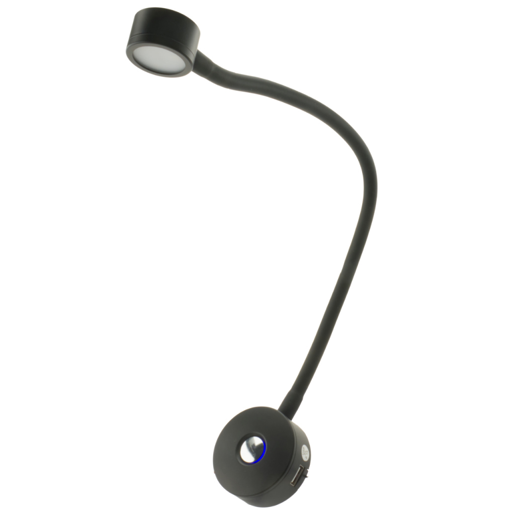 BBAtechniek - Cantanzaro flex LEDspot 12V 2W zwart met USB (1x)