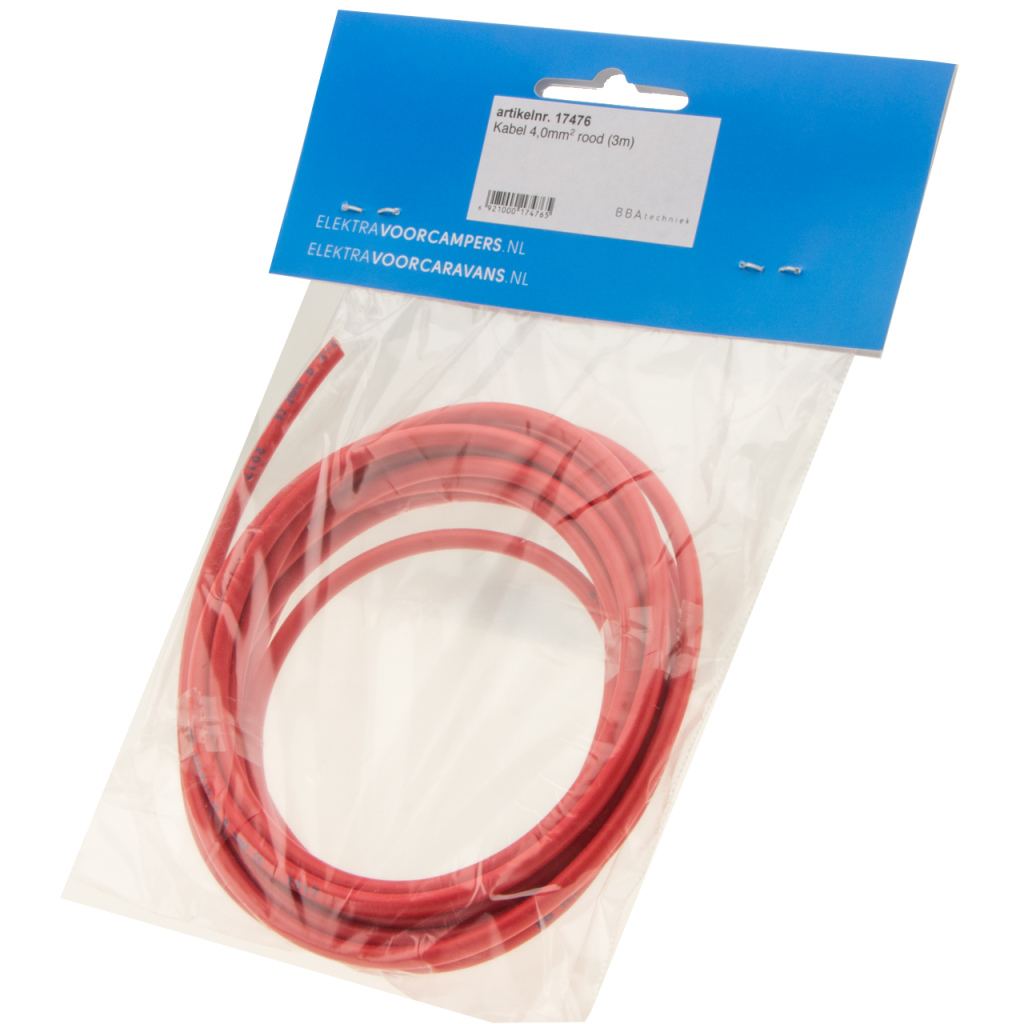 BBAtechniek - Kabel 4.0mm2 rood (3m)