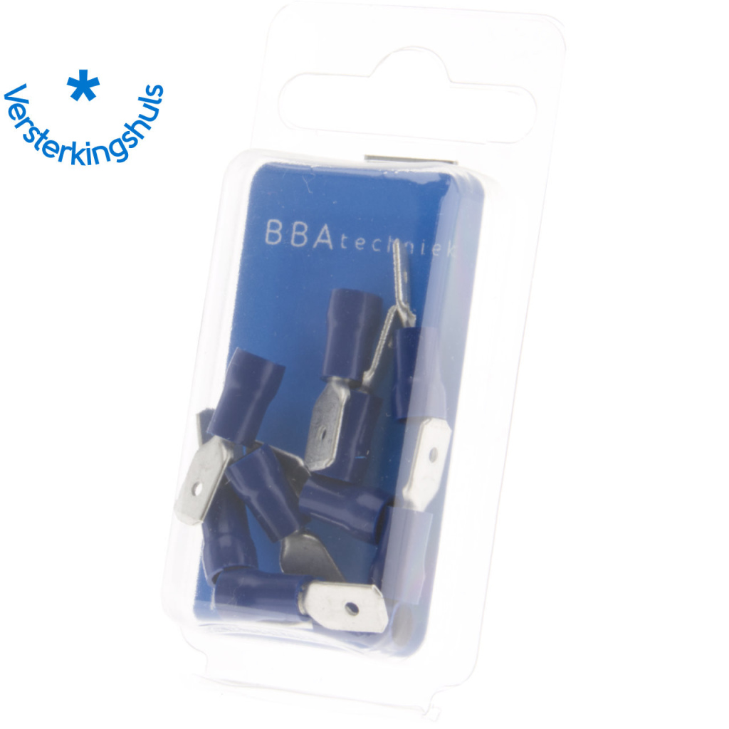 BBAtechniek - Vlaksteker 6.3mm* blauw (10x)