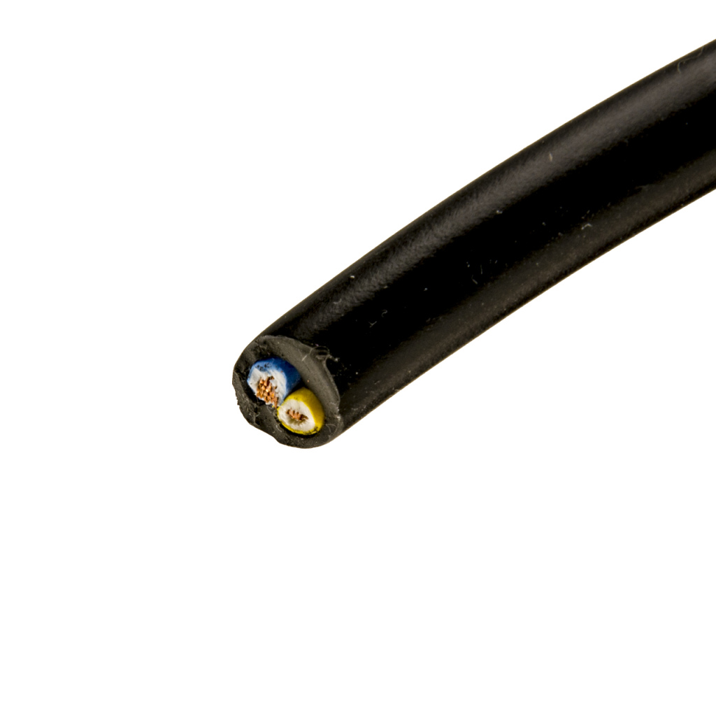 BBAtechniek - Kabel 2-aderig 2x0.75mm2 zwart-blauw/geel (100m)