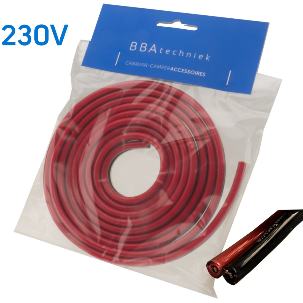 BBAtechniek - PVC kabel 2-aderig 2x4.0mm2 zwart/rood (2.5m) 