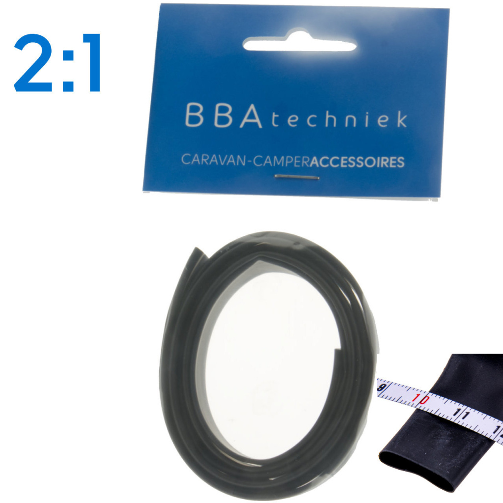 BBAtechniek - Krimpkous 12.7-6.4mm zwart 2:1 (1m)