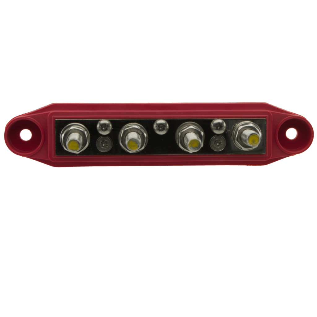 BBAtechniek - Busbar M8 4-punts rood met beschermkap (1x)
