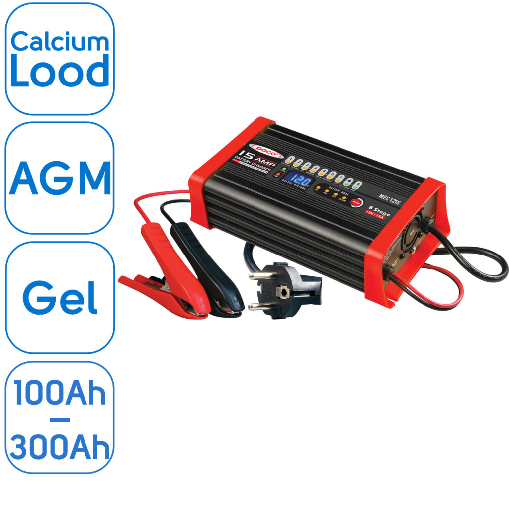BBAtechniek - 12V 15A 415W Paco 8-stappen acculader (1x) 