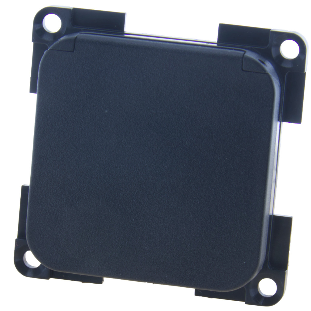 BBAtechniek - S 30.000 12V 10A contactdoos zwart + klepje (1x) 