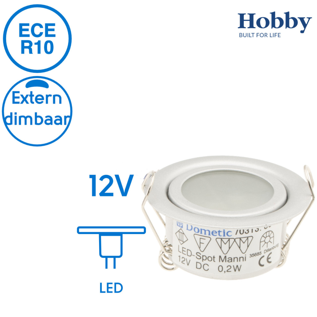 BBAtechniek - Dometic LED inbouwspot Manni 12V 0.2W (1x)