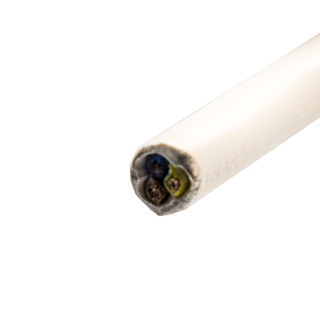 BBAtechniek - VMVL kabel 3-aderig 3x0.75mm2  wit (2.5m)