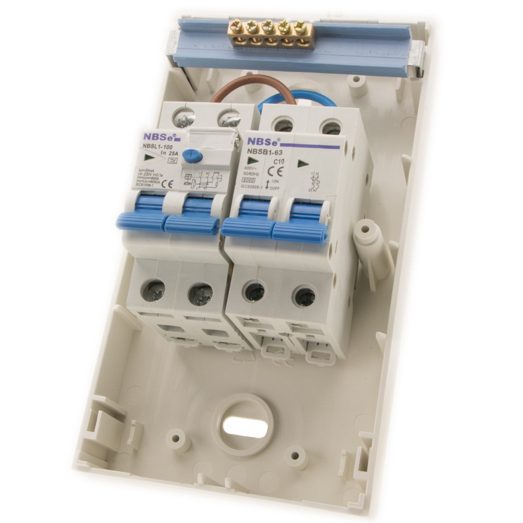 BBAtechniek - Zekeringkast 10A + dubbelpolige aardlek 30mA (1x)