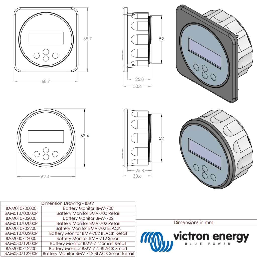 BBAtechniek - Victron BMV-702 accu monitor grijs (1X)