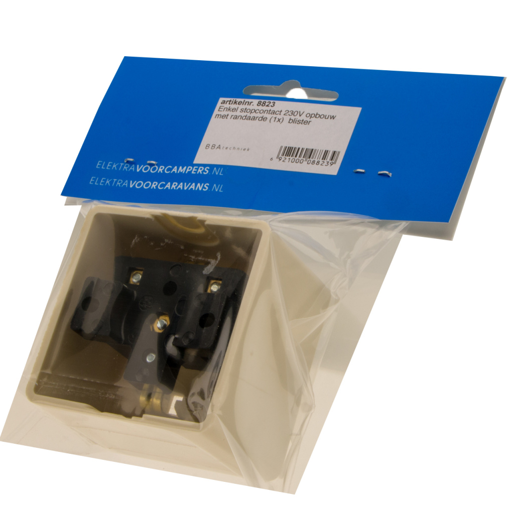 BBAtechniek - 230V enkel stopcontact opbouw met randaarde (1x)