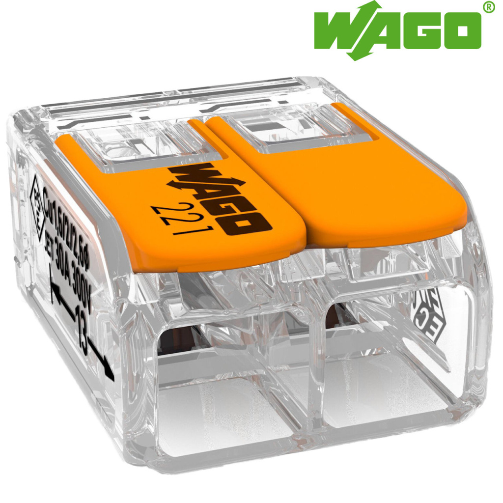 BBAtechniek - Wago verbindingsklem 221 2-voudig t/m 6mm2 (50x)