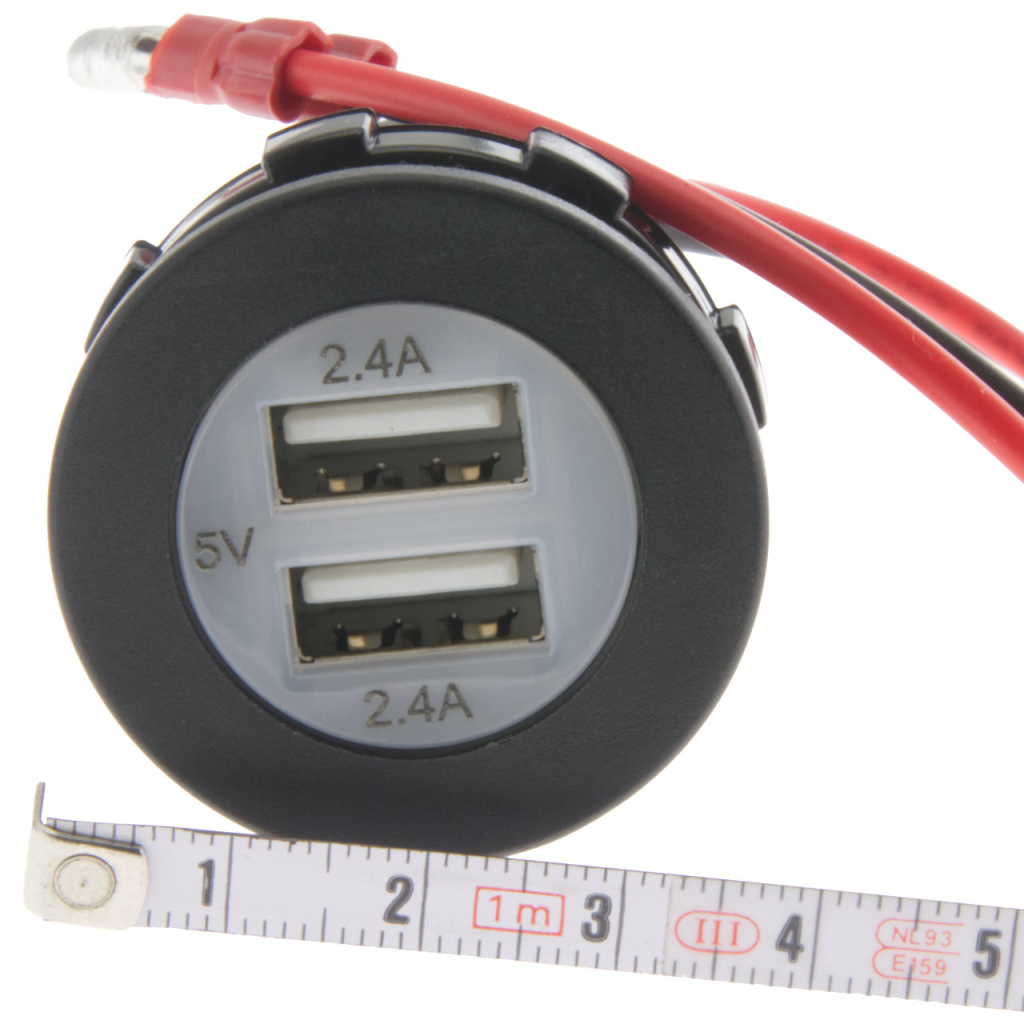 BBAtechniek - USB A-2x 5V 2x2.4A inbouw geen LED zwart (1x)