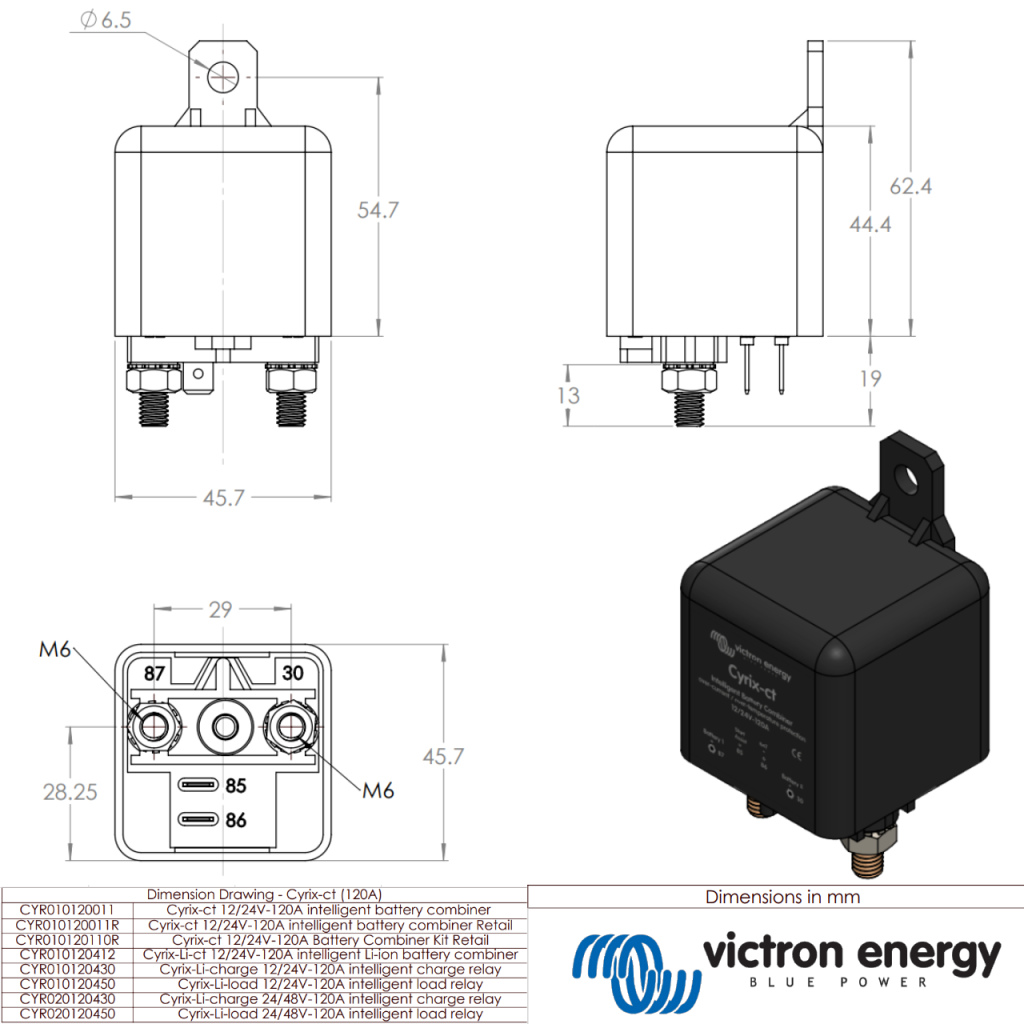 BBAtechniek - Victron Cyrix-Lithium 12/24V 120A load relais (1x)