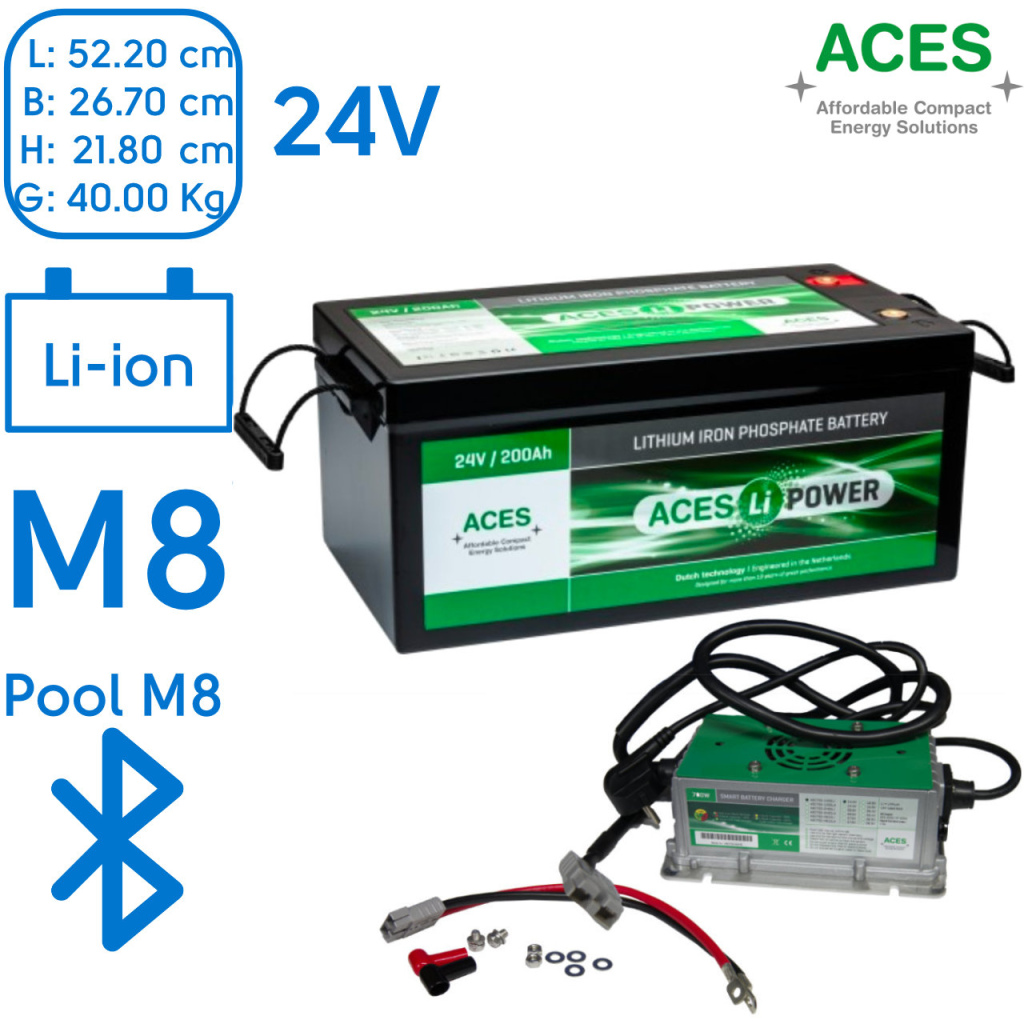 BBAtechniek - 24V 200Ah Aces Lithium accu + lader 20A (1x)